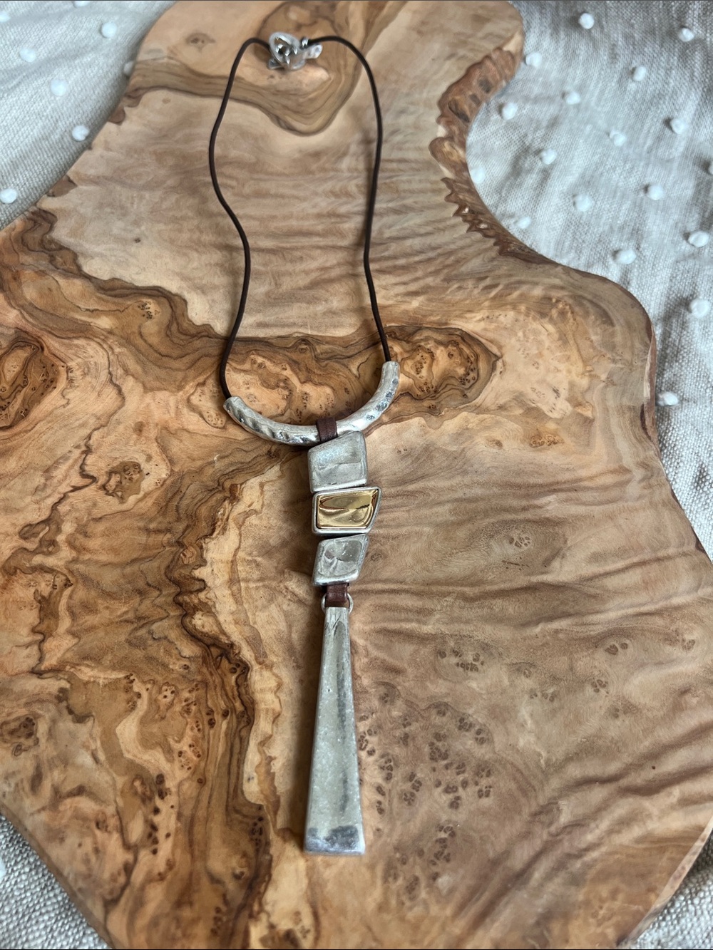 Robert Lee Morris Two-Tone Silver and Gold Pendant Necklace